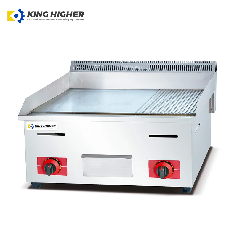 Commercial Table Top Gas Grill Griddle Catering Equipment for Restaurant New Condition Teppanyaki Style Grooved Flat Surface