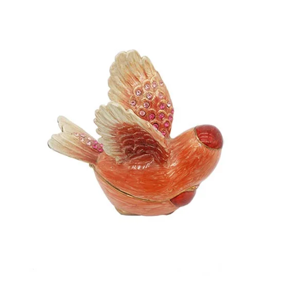 Pigeon Jewelry Trinket Box Metal Alloy Hand Paint Enamel decorated with Crystals Souvenir Promotion Gift Ring Box