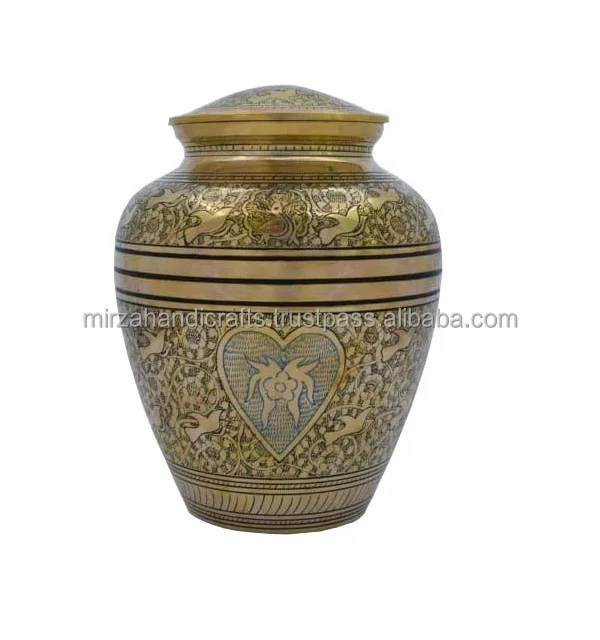 Golden Cream Urn Fully Laminated For Human Ash Funeral Memorial Cremation Urn  for Human Ashes Handcrafted Cremation Urn