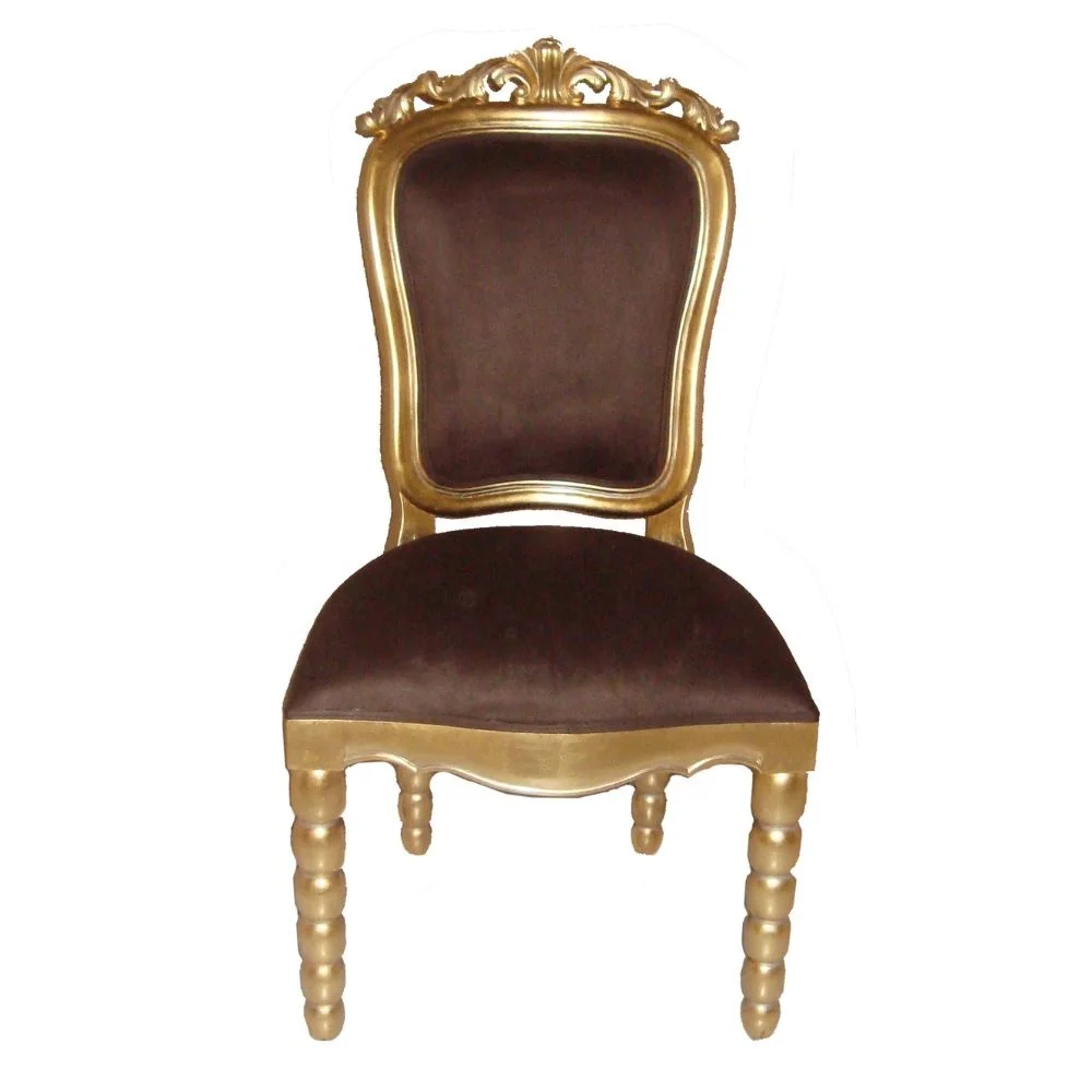 Antique Dining Set Golden Mahogany Painted Dining Table and Wooden Chair for Luxury Dining Room Furniture and Hotel Furniture