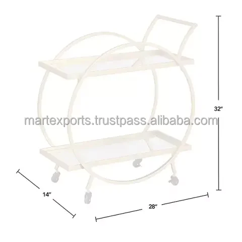 High Quality Iron round 2 tier bar & serving trolley cart at wholesale price for restaurant hotel & home