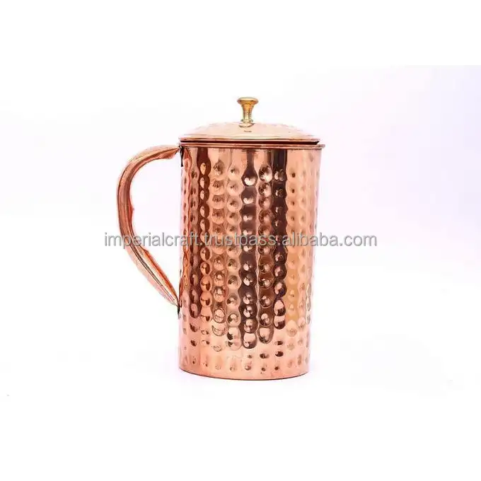 HOT SELLING HIGH QUALITY COPPER WATER JUG WITH HAMMERD DESIGN  DRINKING WARE MADE  BY  IMPERIAL CRAFT