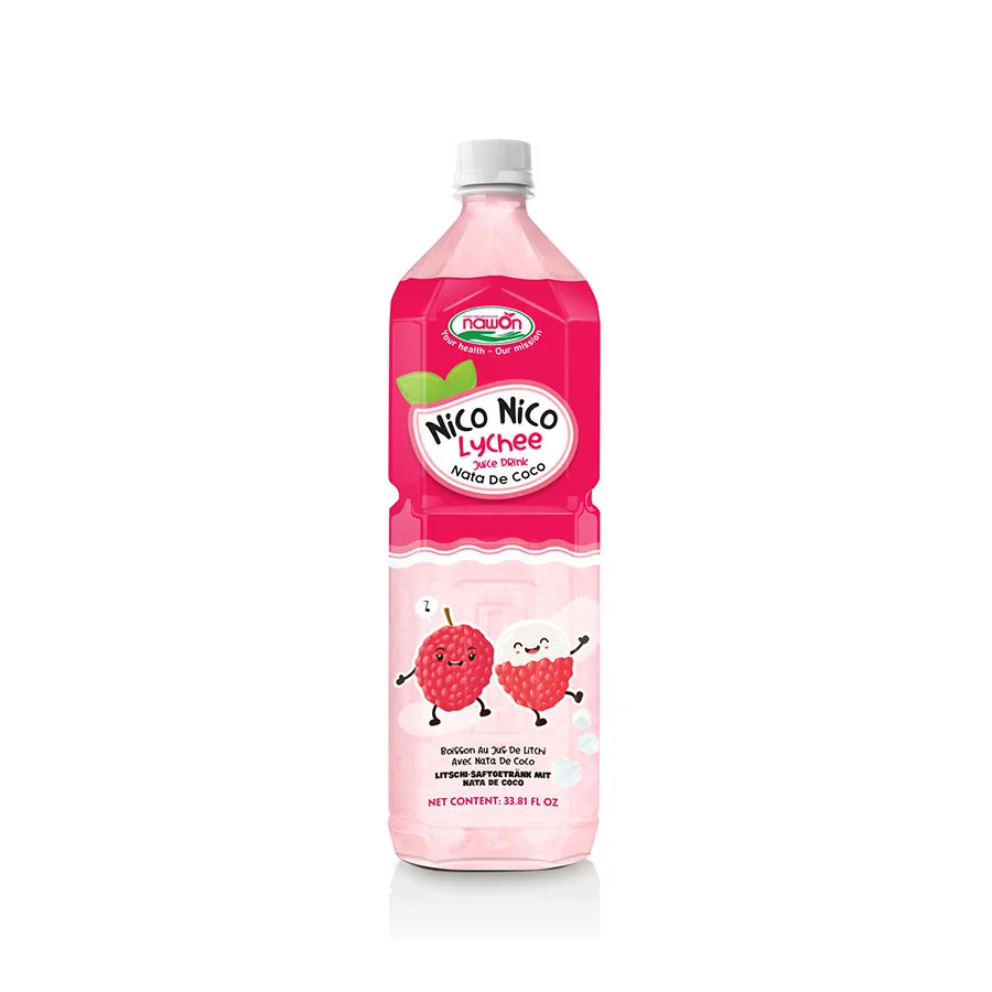Wholesale Best Price Beverage Lychee Juice Drinks from Vietnam contain Chewy Nata de Coco - Coconut Jelly Exotic Soft Drink