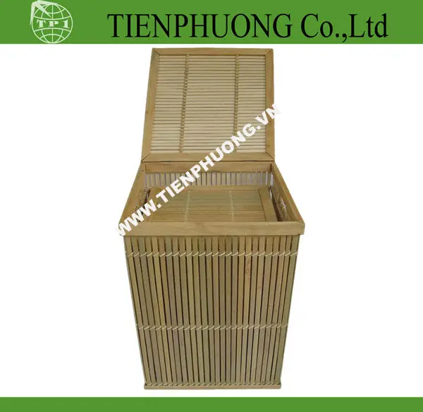 Vietnam Eco-friendly Woven bamboo storage basket/ Bamboo Laundry basket handicraft