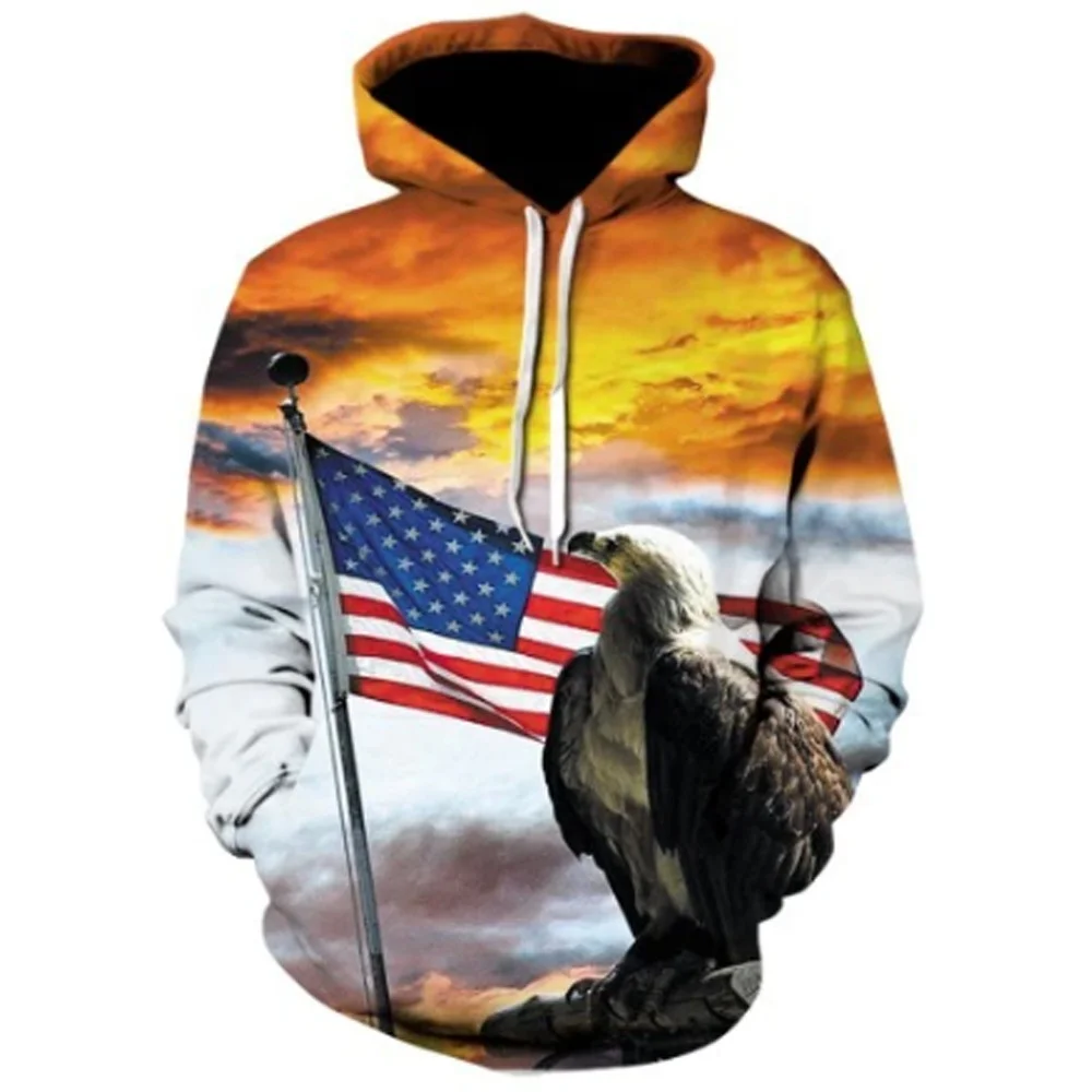 Толстовки с капюшоном с флагом США, Мужская Уличная одежда, 3D толстовки