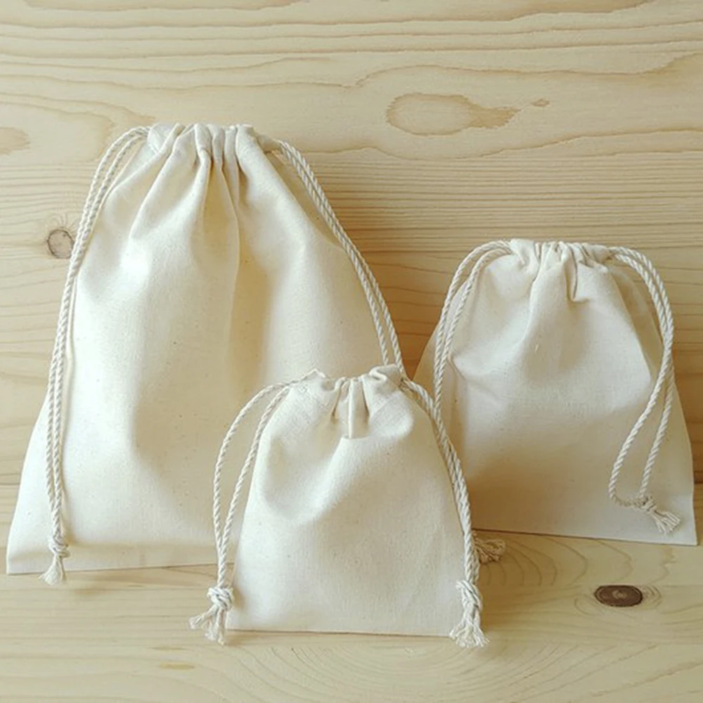 Wholesale Canvas Dust Drawstring Bag Scraper Shaver Packing Gift Jewelry Cosmetic Cotton With Logo