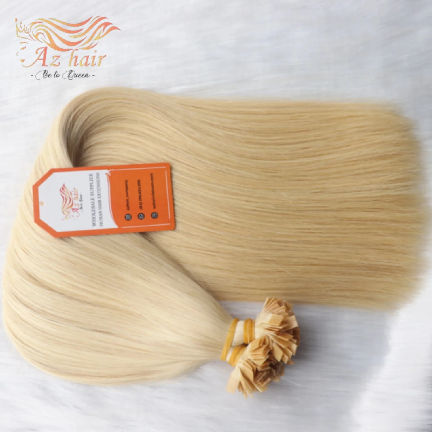 Light Blonde Flat Tip Human Hair Extensions Virgin Hair Extensions >=80% Longest Hair Ratio No Chemical Processing