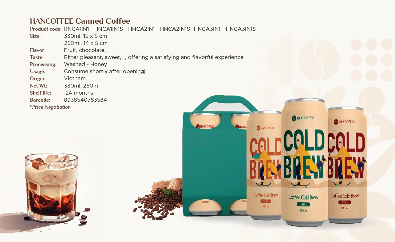 TOP TRENDY HIGH QUALITY OEM PRIVATE LABEL CANNED COFFEE VIETNAMESE COFFEE- HANCOFFEE- WHOLESALE ROBUSTA ARABICA COFFEE