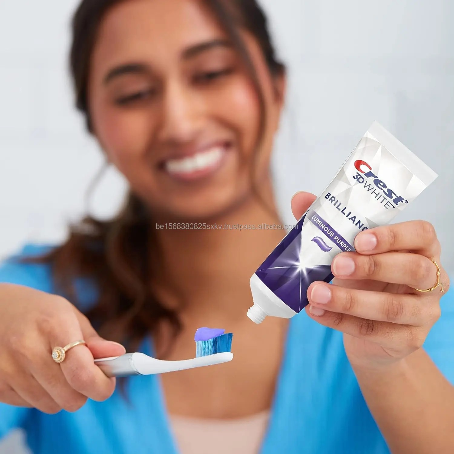 Crest3D White Brilliance Luminous Purple Teeth Whitening Toothpaste, 4.6 oz Pack of 3, Anticavity Fluoride Toothpaste