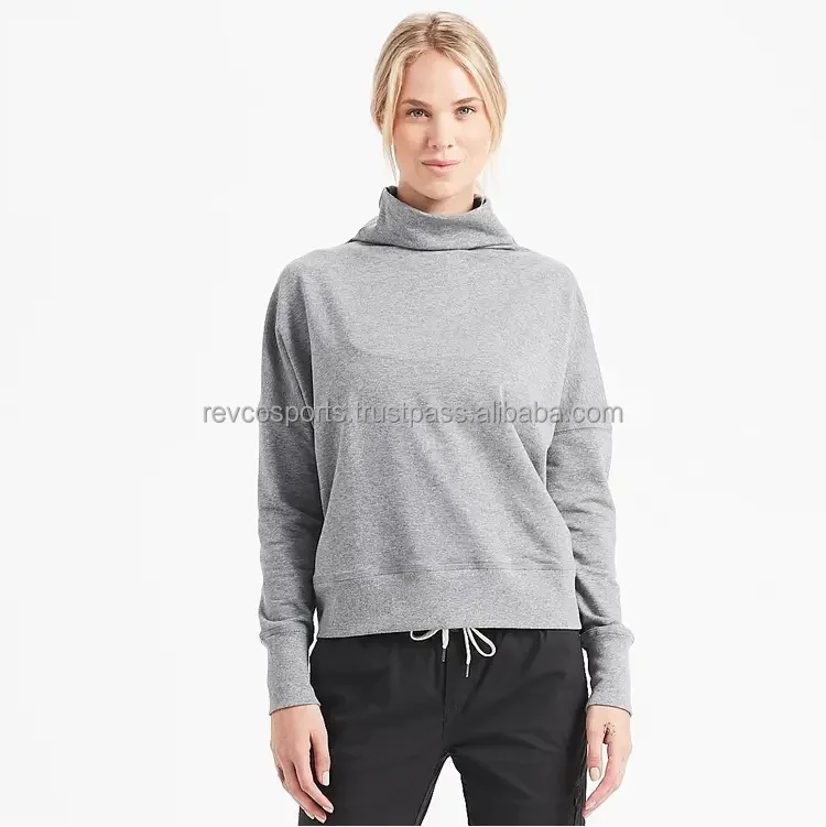 Women Sports Wear Stylish Stretchy Fleece Hoodie Sweatshirt Breathable long sleeve Mock Neck Gym Workout Hoodie Sweatshirt