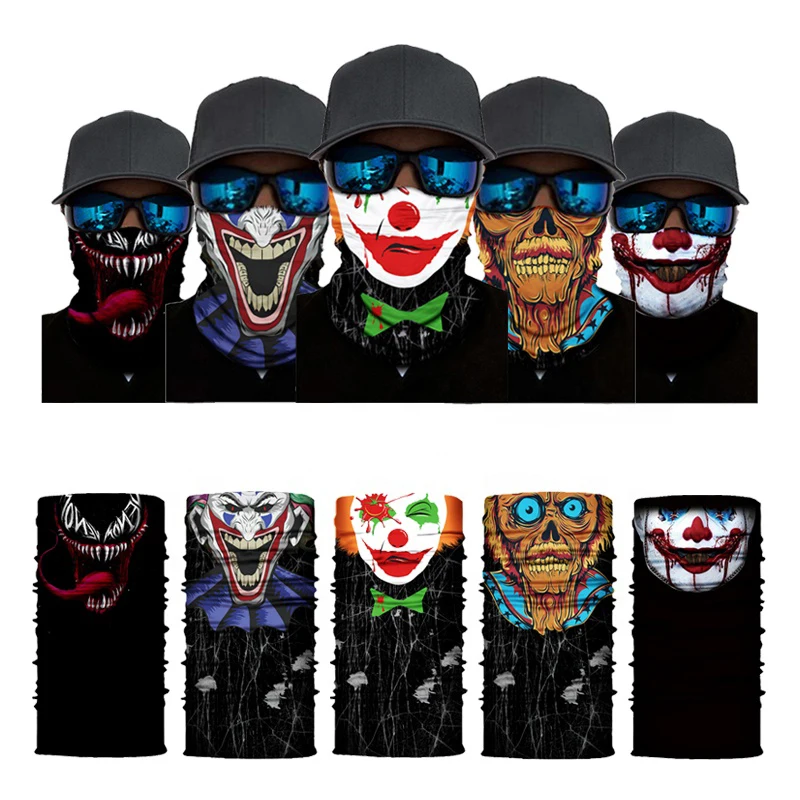 Joker Durags Hot Styles Stock Buffs Ghost Halloween Turban Neck Gaiter Bandanas