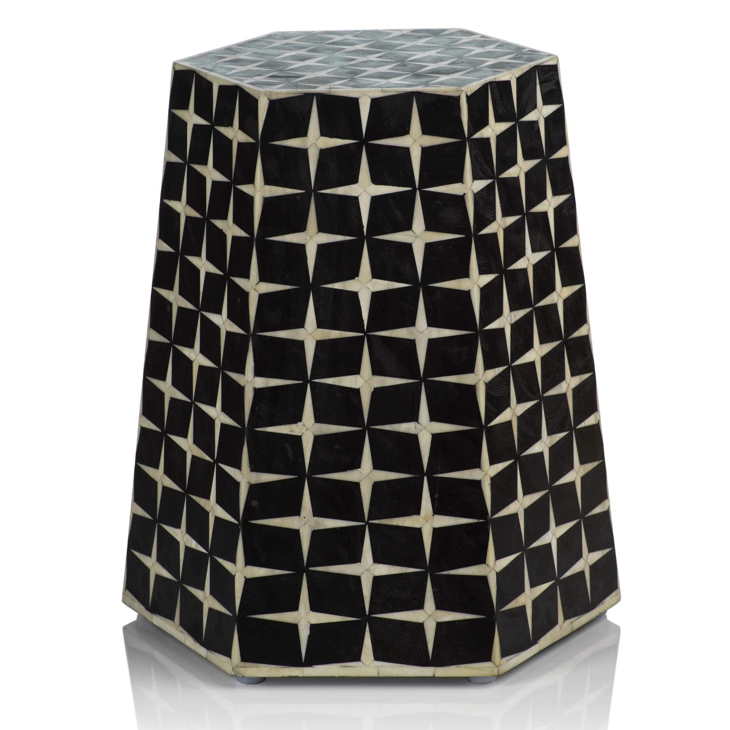Modern bone inlay stool for home and hotel use mother of pearl inlay wooden stools manufactured in India