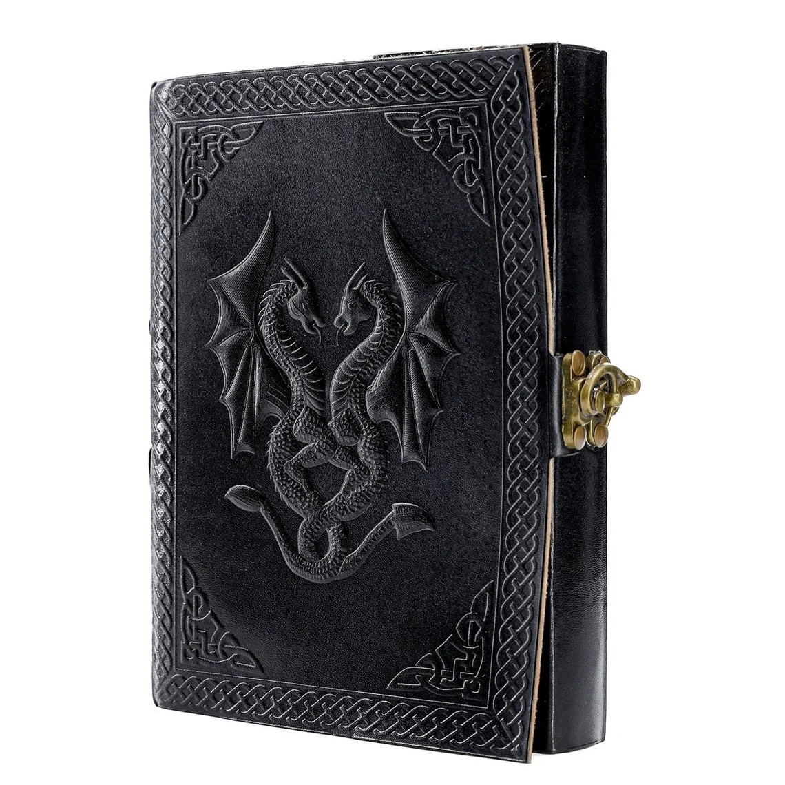 Тисненая кожаная тетрадь с двойным тиснением дракона Дневник для мужчин и женщин кожаный дневник застежкой дерево Бесплатная Бумажная книга