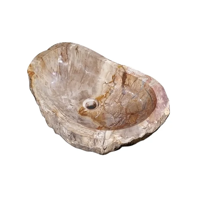 Stone Bathroom Sinks Bali Petrified Wood Sink - Natural Hand Wash Sink River Stone Stone Depot Custom Size Semi-pedestal