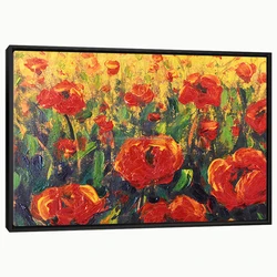 Top View Floral Landscape Red Poppies vietnam manufacturer supply Canvas Print