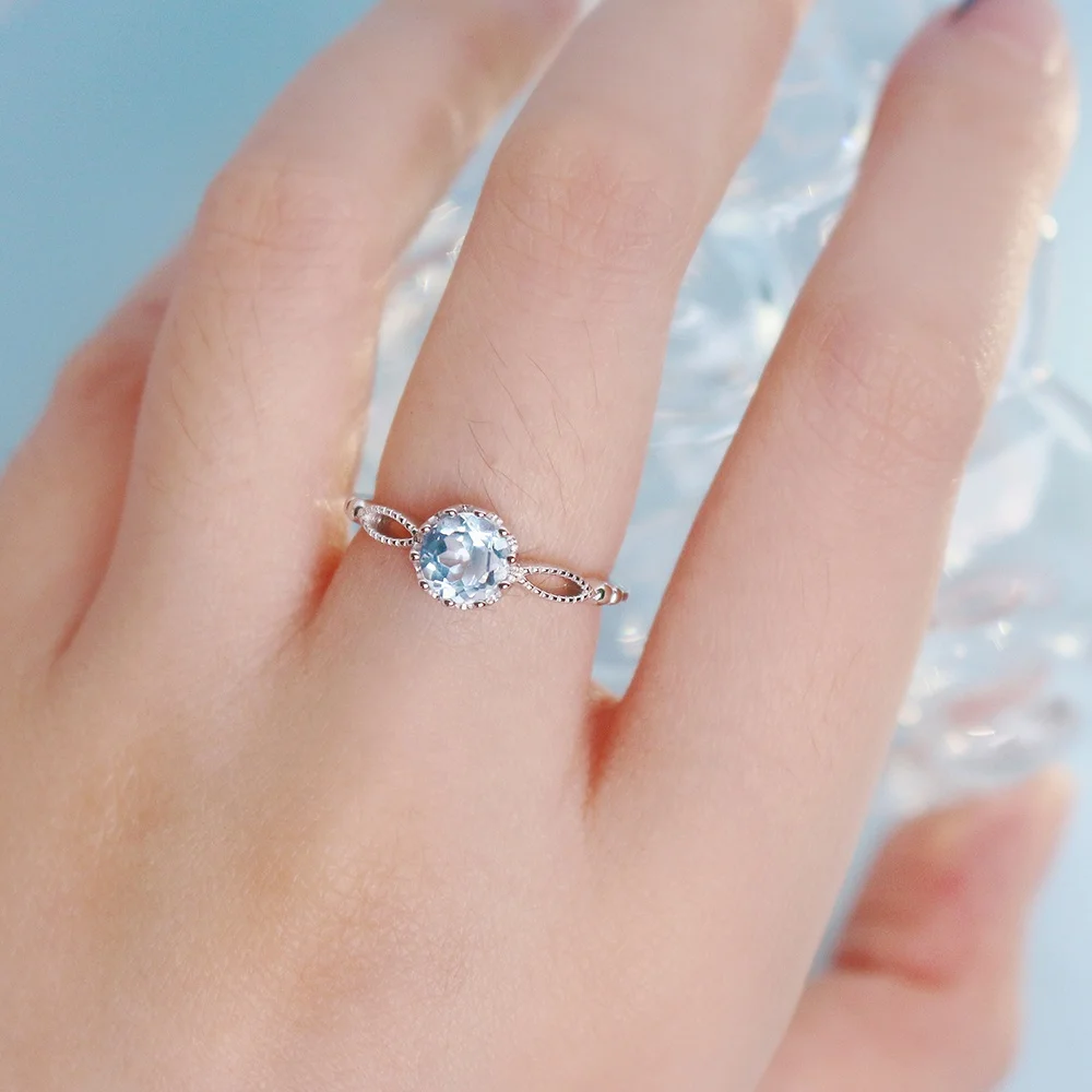 925 Sterling Silver Natural Gemstone Blue Topaz Queen Crown Wedding Engagement Ring For Women Girls 2022 Destiny Jewellery