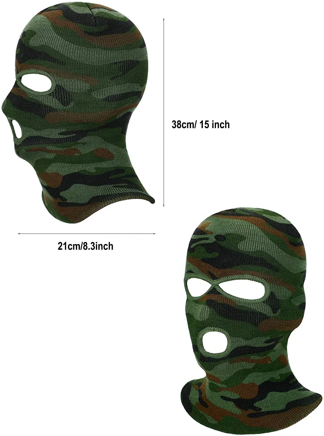 Custom Design Embroidery Logo Balaclava Motorcycle 2 Hole Full Face Knit Ski Mask
