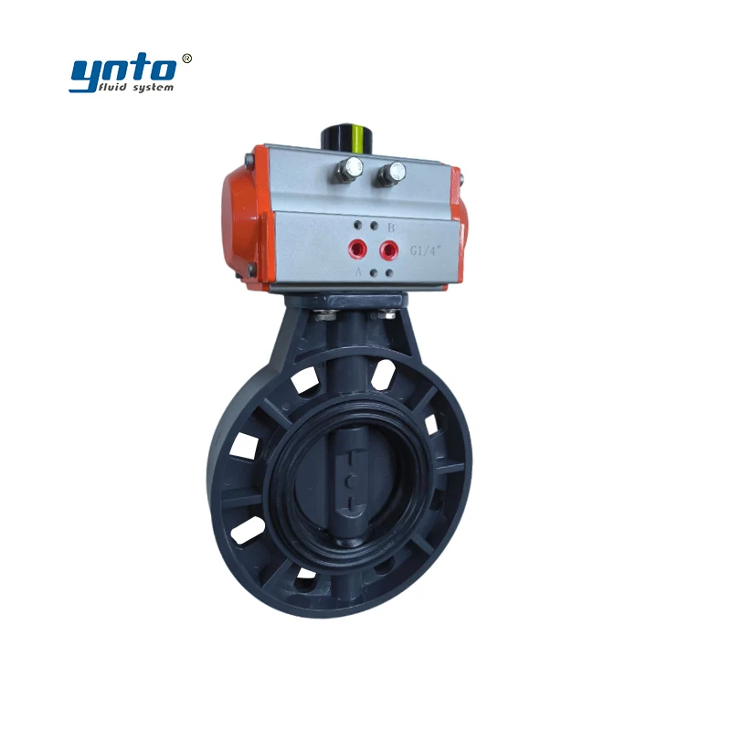 YNTO Pneumatic actuator double acting AT50 series PVC butterfly valve