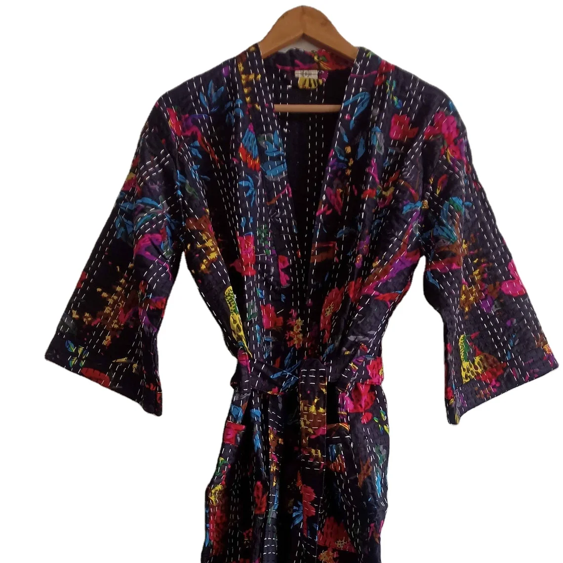 Manufacturer And Wholesale Indian Handmade Kantha Kimono Beach Dress Cotton Cardigan Beach Kimono Kaftan