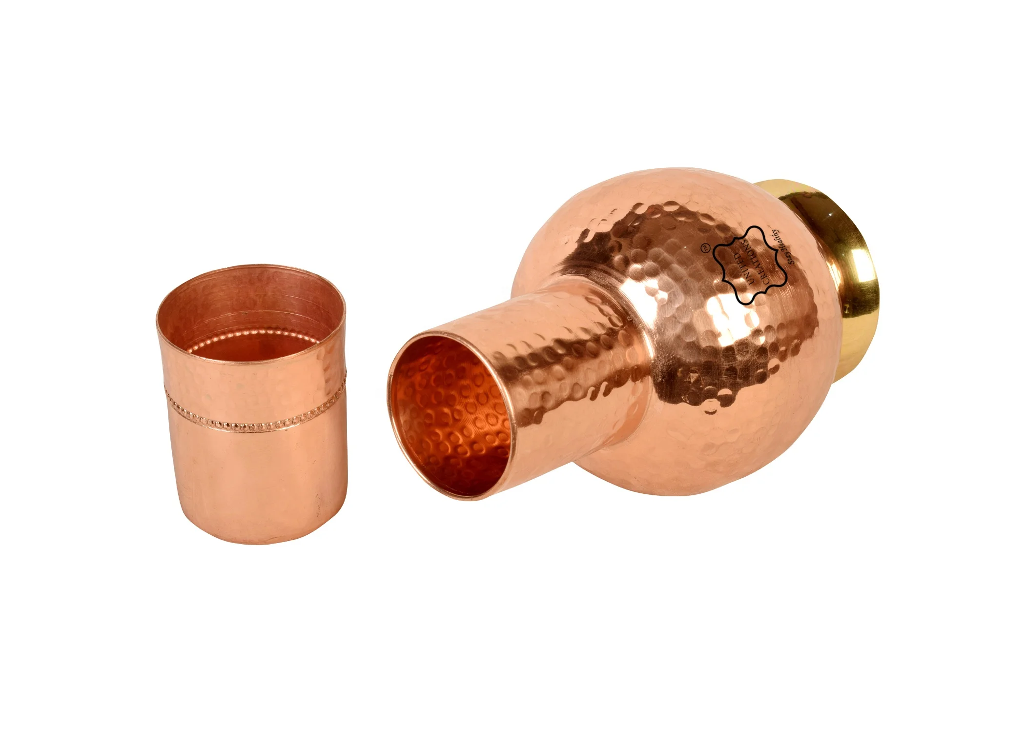 Прикроватный графин для воды и стеклянный набор Прямая поставка с завода молотковая медь 600 мл 20 унций бутылки белая Всесезонная коробка