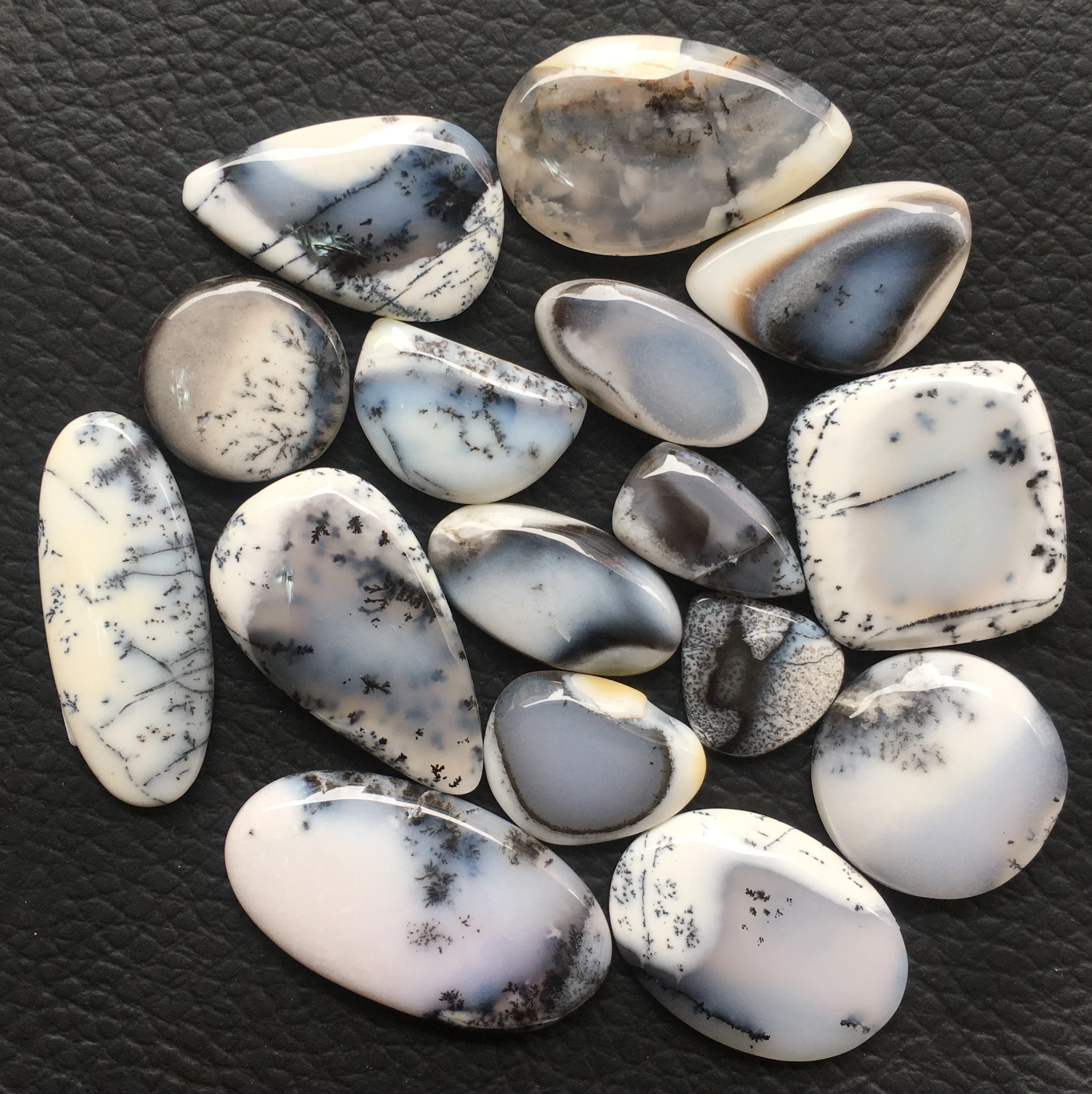 Natural Dendrite opal plain mix shape loose gemstone polished cabochon making jewelry ring/pendant new arrival for sale