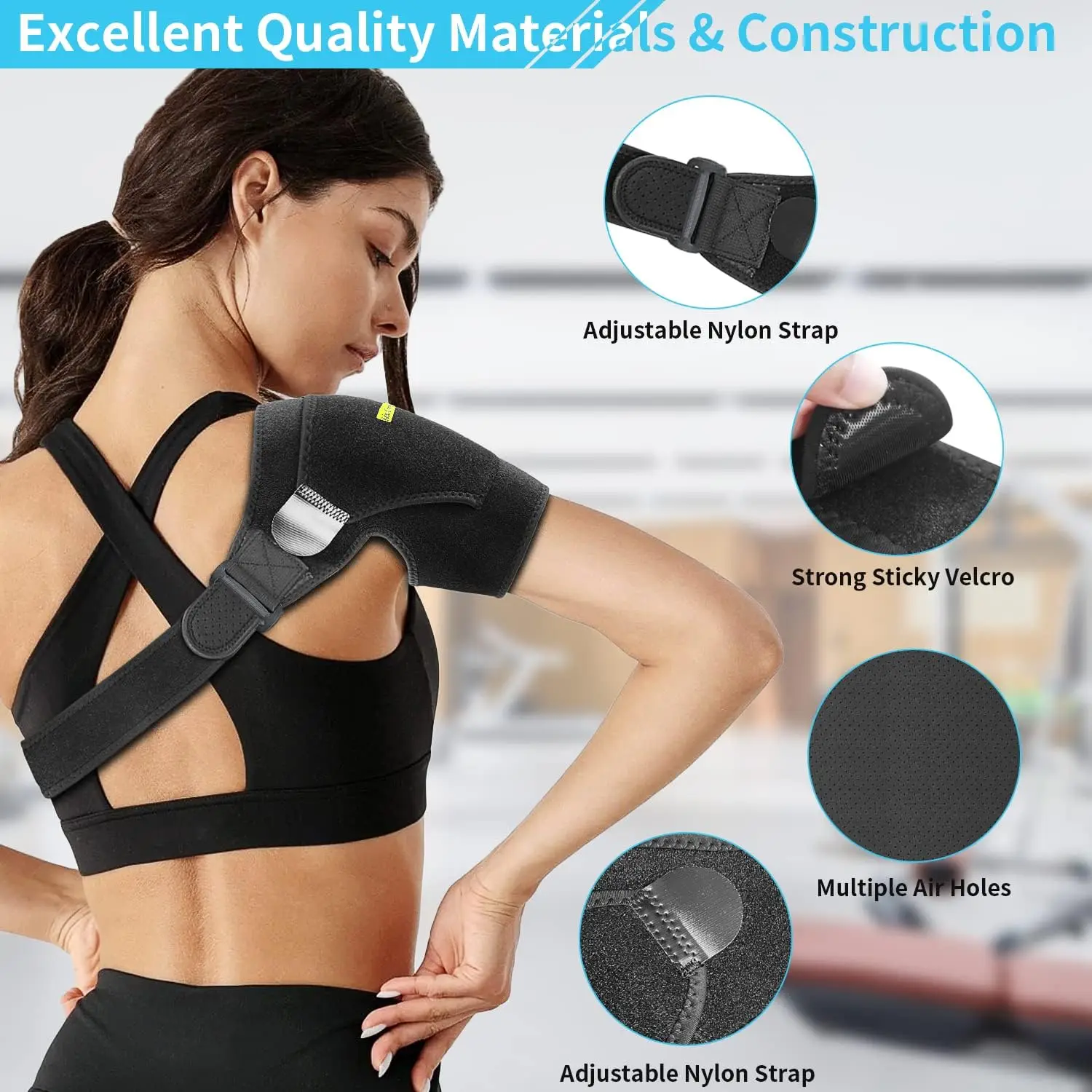 Ecommerce Hot selling Shoulder Stability Protect Support Low MOQ customized logo and color box Shoulder Brace with Pressure Pad