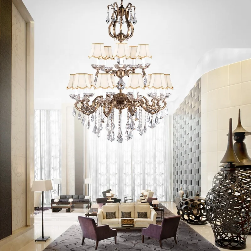 Solid Brass K9 Crystal Luxury Decoration Living Room Vintage Empire Chandelier