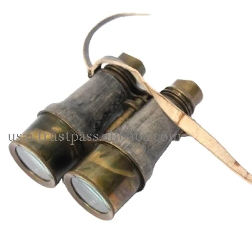 Collectible Antique Vintage Nautical 6 Inch Brass Binocular with Leather Leed Vintage Marine Gift item also