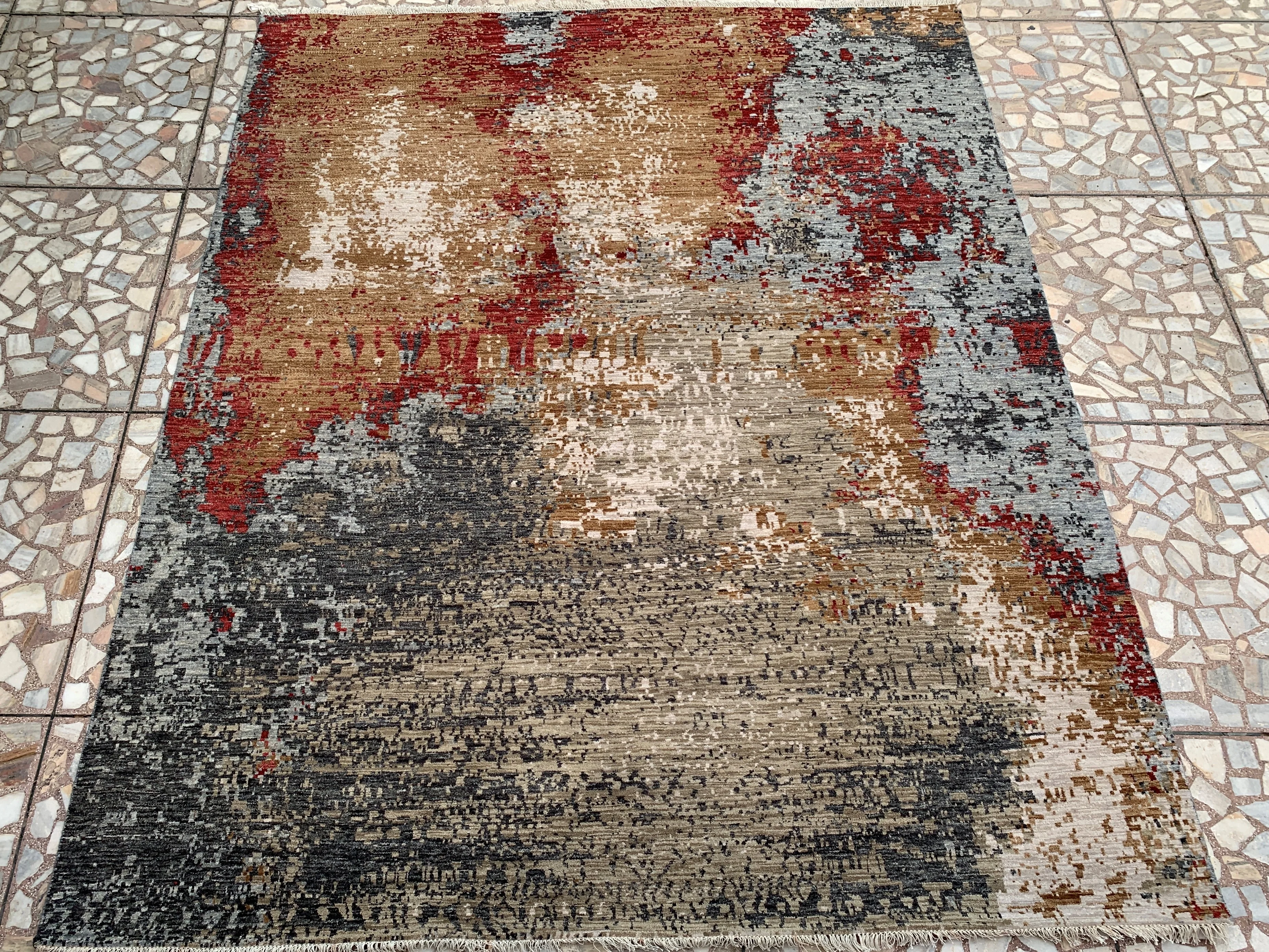 
Buy Best Selling 8x10 Size Galaxy Style Contemporary Hand Knotted Wool & Silk Carpet In Oxidized Erase 3D Effect Rugs & Carpets 