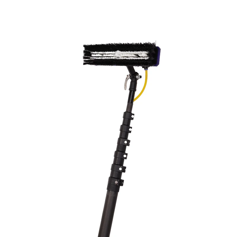 Lightweight solar panel cleaning pole with position-locking mechanism