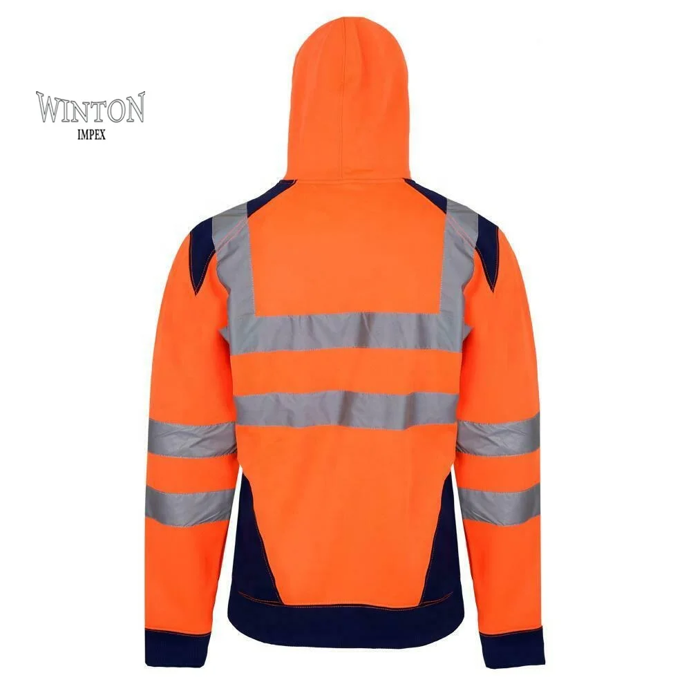 OEM Hi Vis Orange Thermal Safety Bomber Jacket Workwear Clothes Safety Jacket Work Wear With Reflective Tapes Working Clothing
