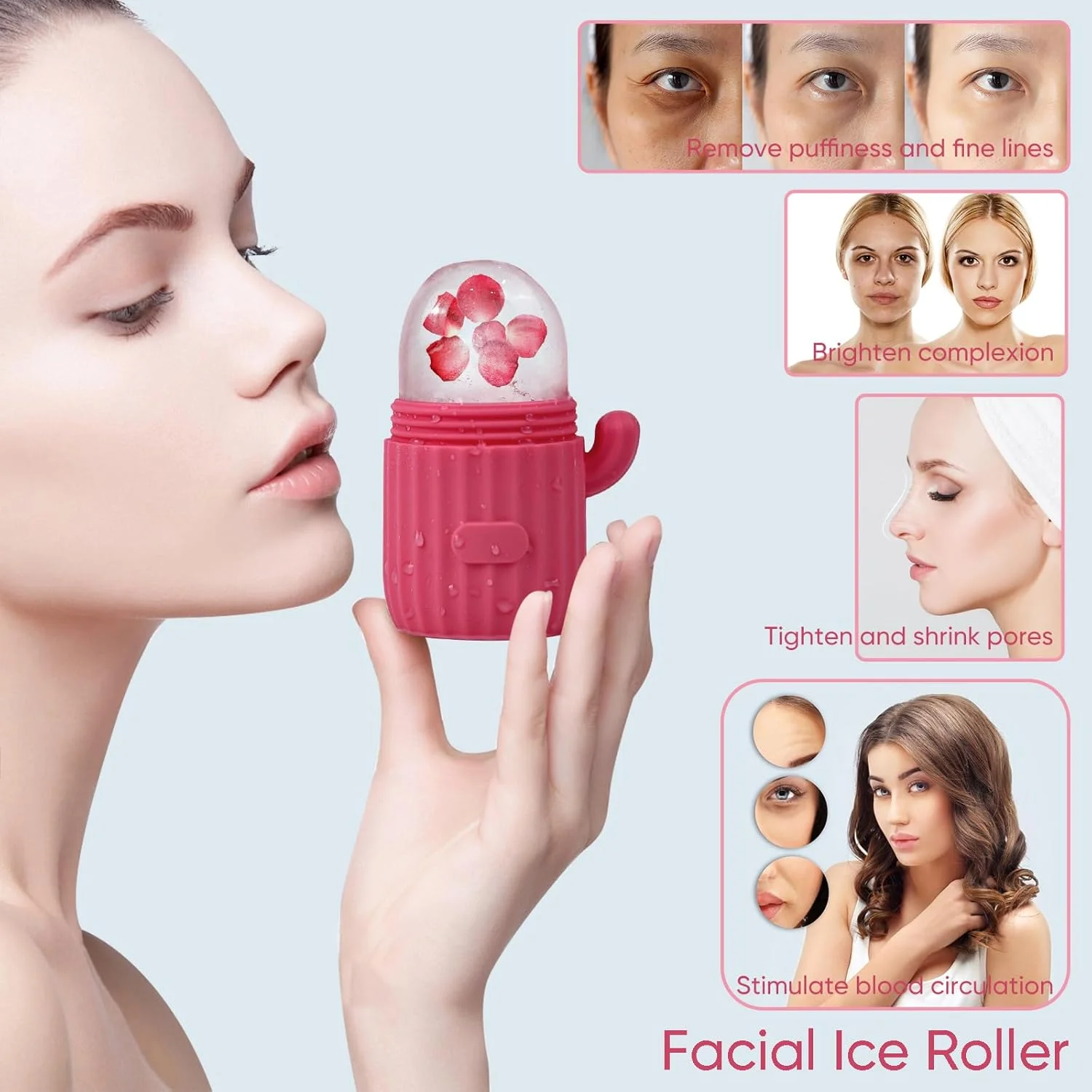 Ice Face Roller, Ice Roller for Face and Eyes, Ice Facial Cube, Silicone Ice Mold Beauty, Skin Care Tools, Face Massage Tool