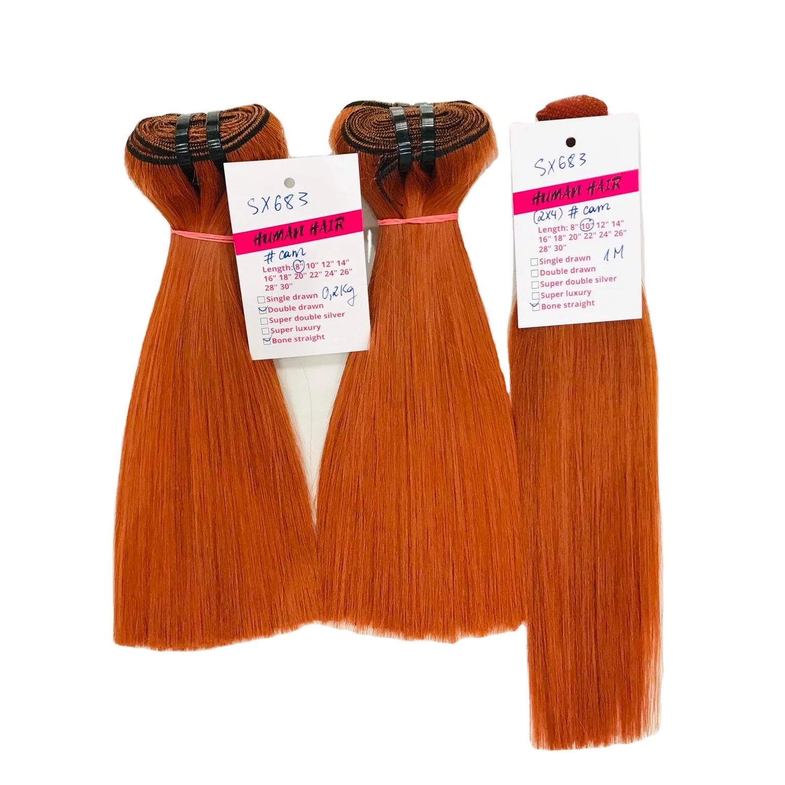 Оптовая продажа прямые волосы в пучках с оранжевыми косточками 100% необработанные человеческие для плетения