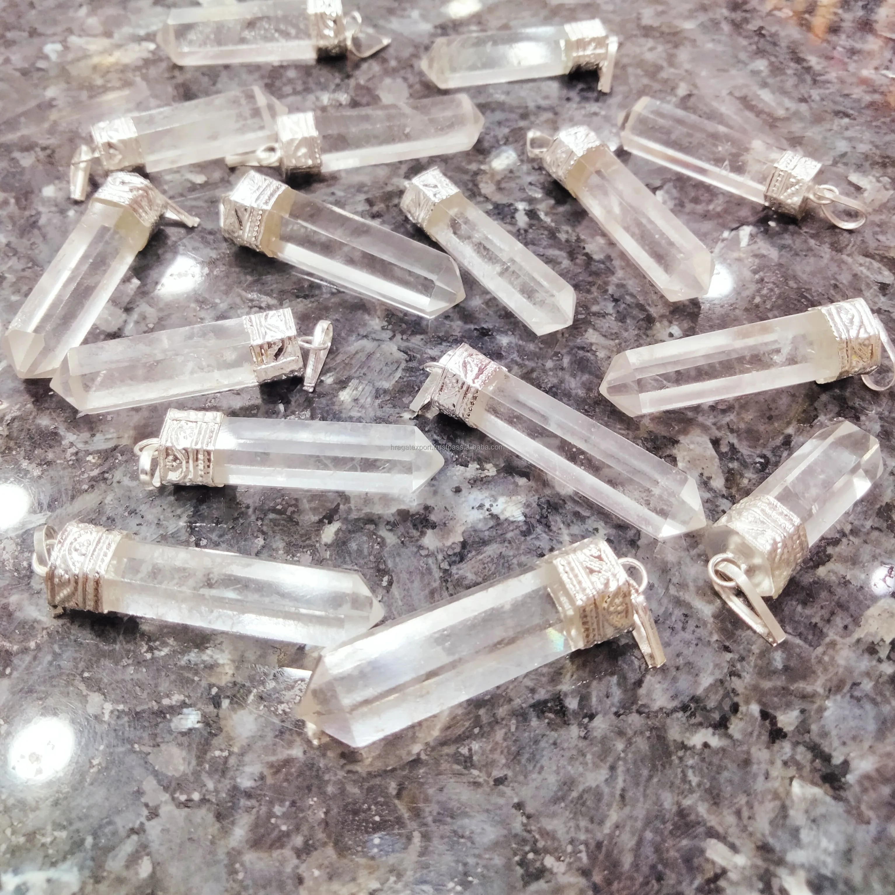 best selling natural crystals healing stone seven chakra bonded healing chakra pencil point crystal pendant necklace for sale