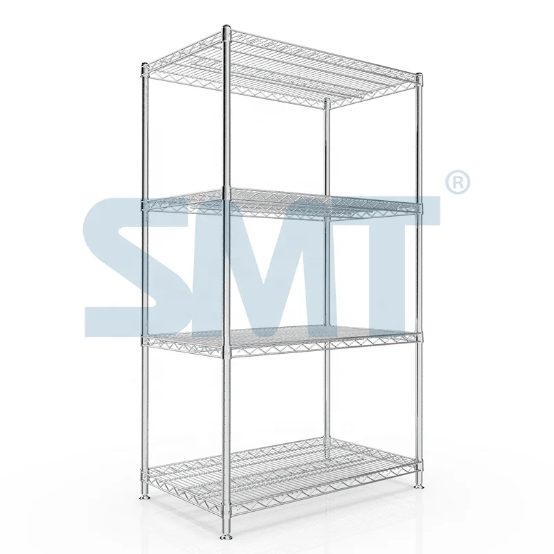 Premium 4-Tier wire shelving Storage Unit Organizer Wire Rack Stainless Steel Racking  Systems Industrial Warehouse Storage