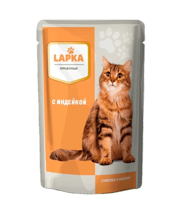  Консервированный корм для кошек Lapka с мешочком из говядины 85