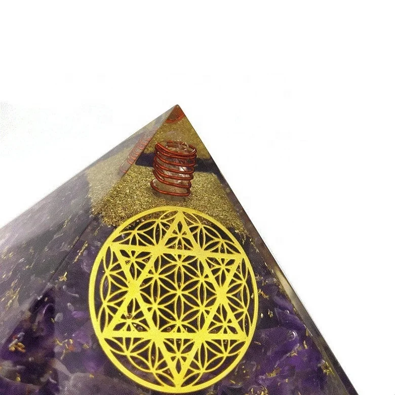 Natural Amethyst Crystal Orgonite Pyramid Star of David Charm EMF Protection Amethyst Orgone Pyramid Wholesale