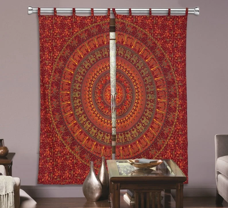 Handmade Mandala Printed Throw Curtain For Home Decor Widow Door Valence Tapestry Living Room Decor Curtain
