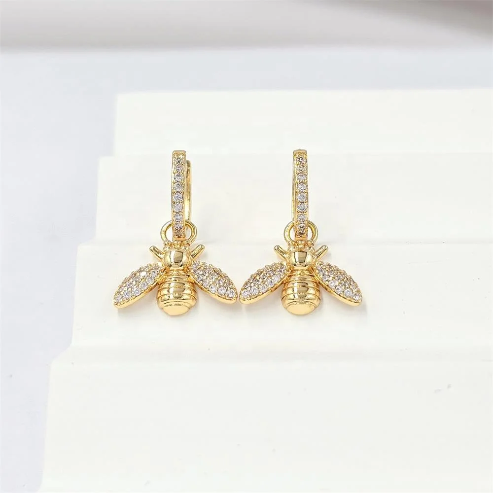 Trendy Dangling Earrings Gold quality Brass Zircon 14K 18K plating fashion earrings for women