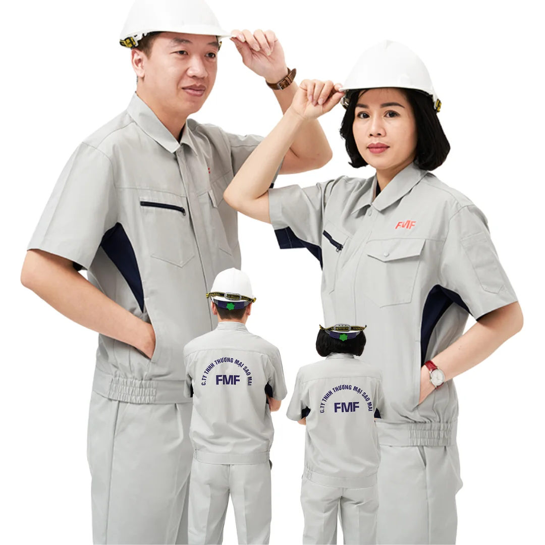 WHOLESALE uniform workers farm oil/forest/gar clothes set workwear breathable car wash short/long sleeves - FMF Saomai factory