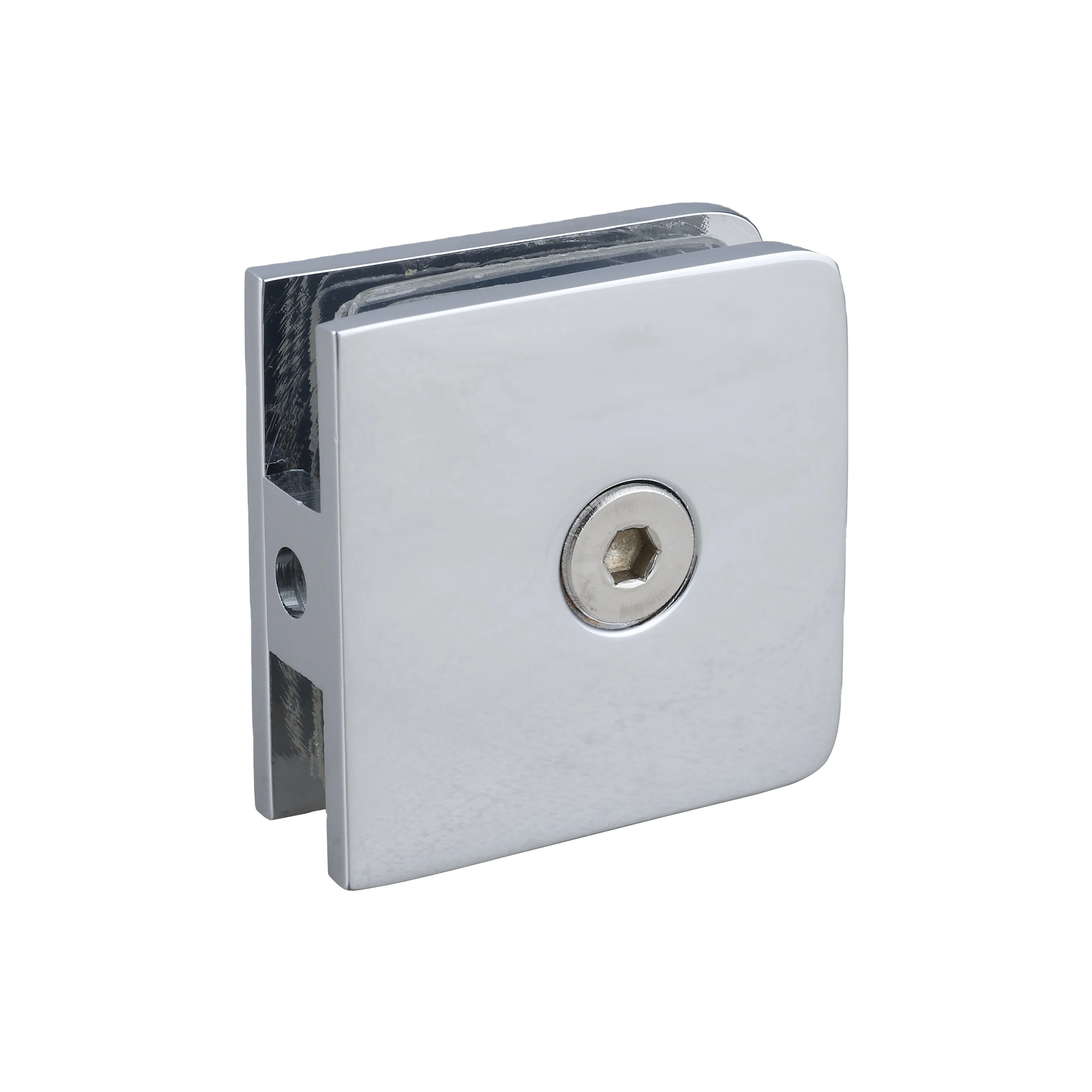 Solid Brass Radius Corner One Screw Hole Glass Clamp