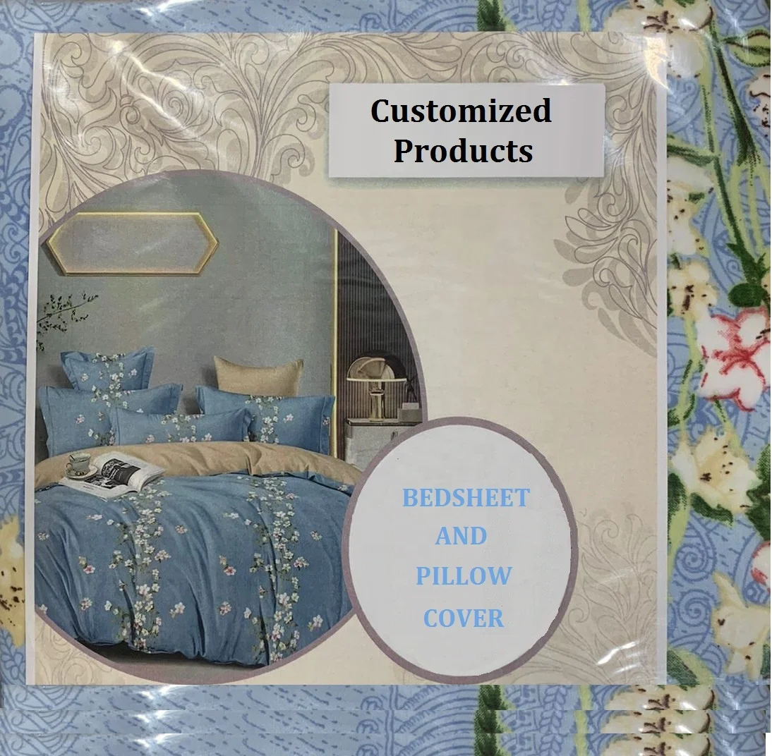 Grade Quality Material Pillow Case Bed Cover Printed Double Bed Sheet and Pillow Cover Set