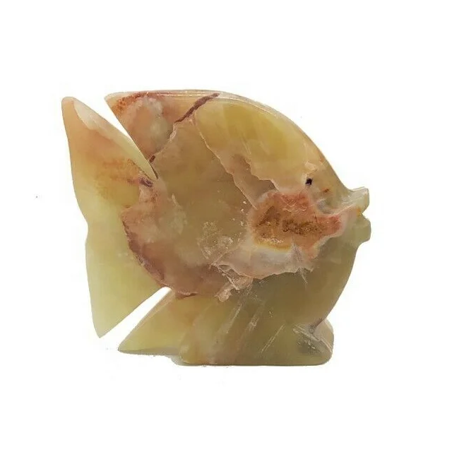 High Quality Green Onyx Fish Figurine Marble Stone Sculpture Carving Home Decoration and Gift Available in Wholesale Price