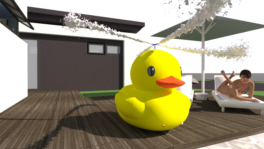 Large Yellow Duck Inflatable Toy for Kids Unisex PVC and Plastic Material for Outdoor Sprinkler Splash Backyard Play