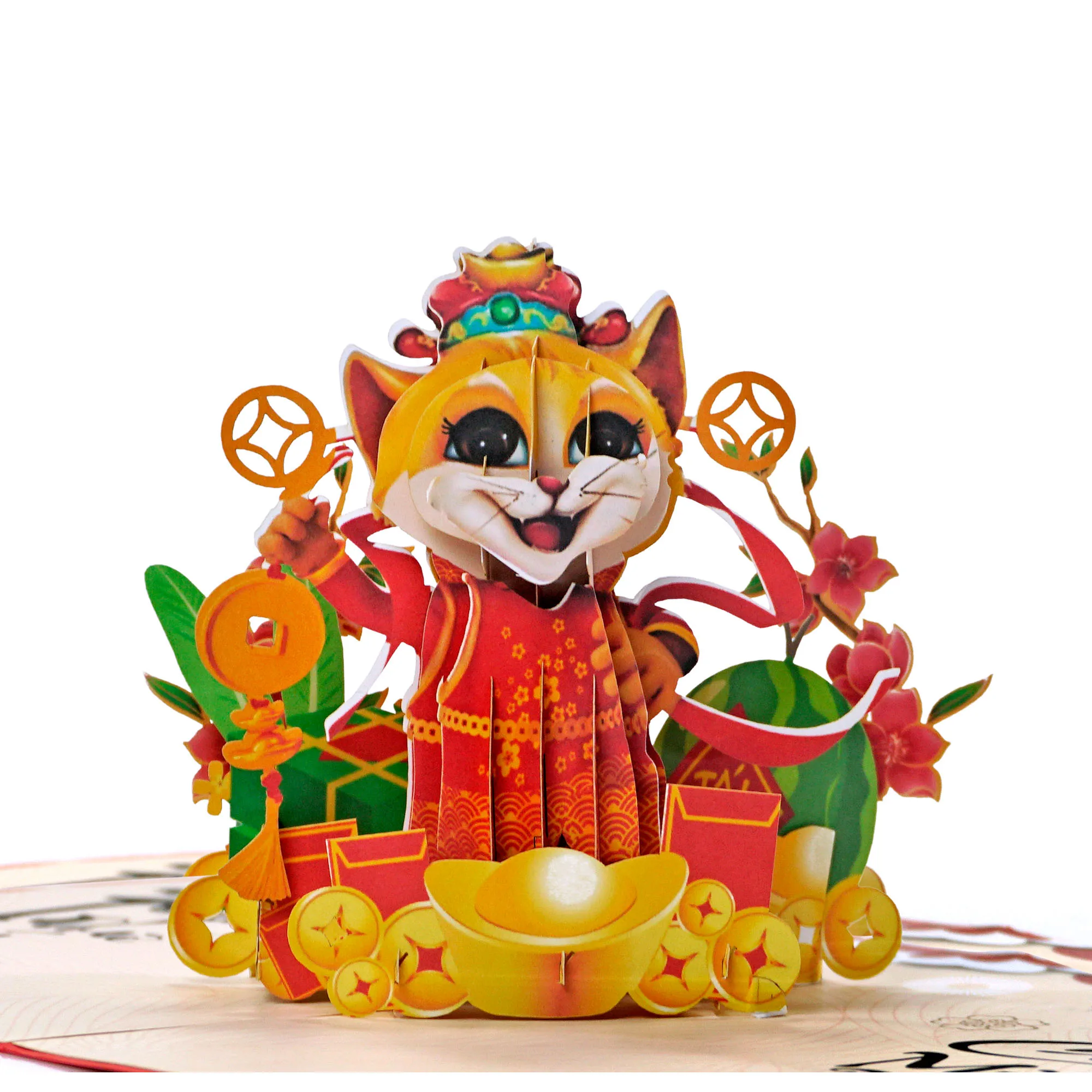 Custom Lunar new year with Cat Zodiac 3D greeting card manufacturer from Vietnam HMG Wholesale to decoration and gift