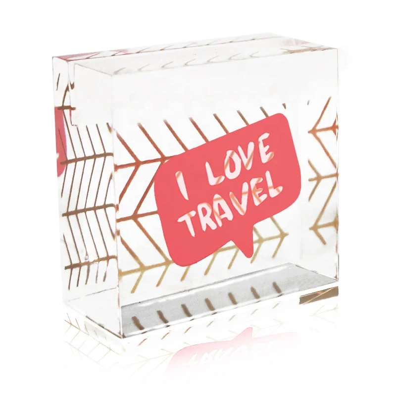 HOT Home Acrylic Clear Acrylic Base Cube Block Slotted  Stand Card Holder Note Display Holder