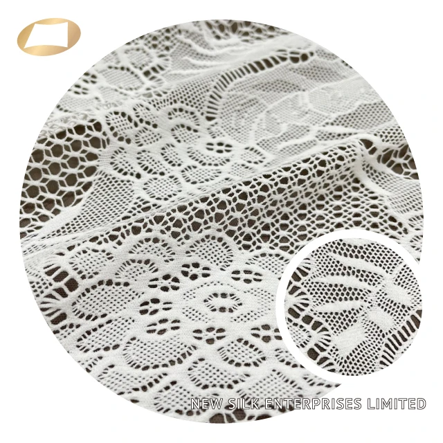 High elastic nylon dentelle lace floral fabric
