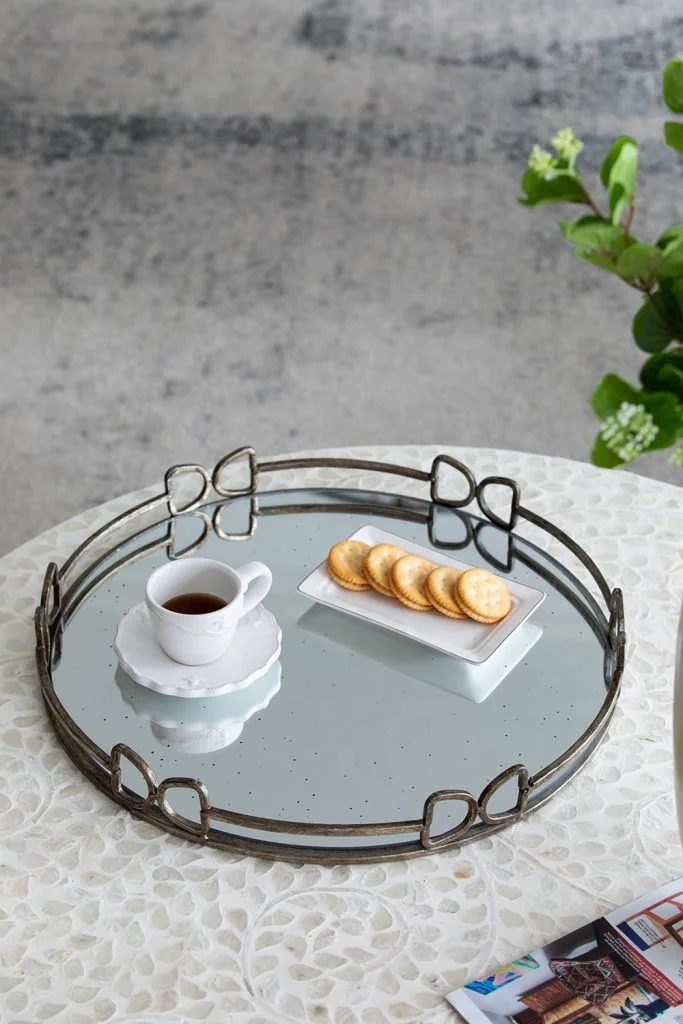 Круглый зеркальный лоток большая оптовая продажа низкая цена Профессиональный круглый мраморный натуральные лотки