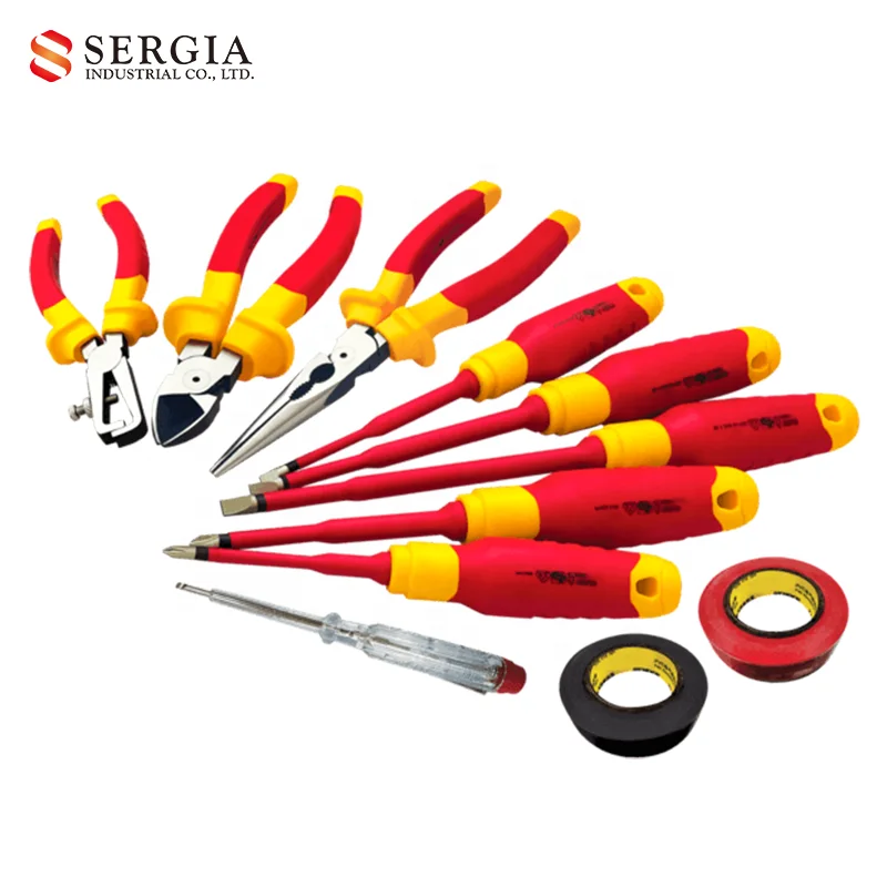 Taiwan Insulated VDE Screwdriver & Pliers & Adjustable Wrench Electrician Combined Tool Set