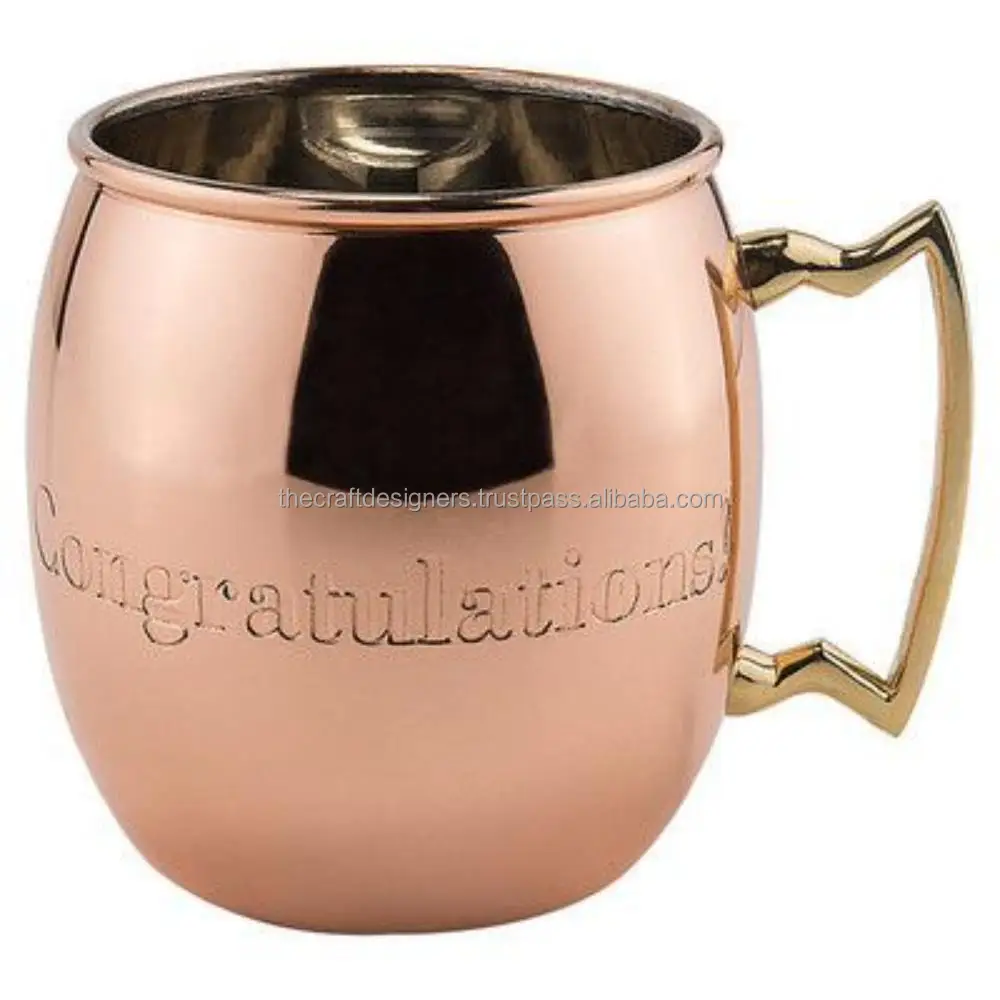Extraordinary Quality Moscow Mule Mug Classy Finished Copper Stainless Steel Reusable for Champagne Vodka Beer Customizable Logo